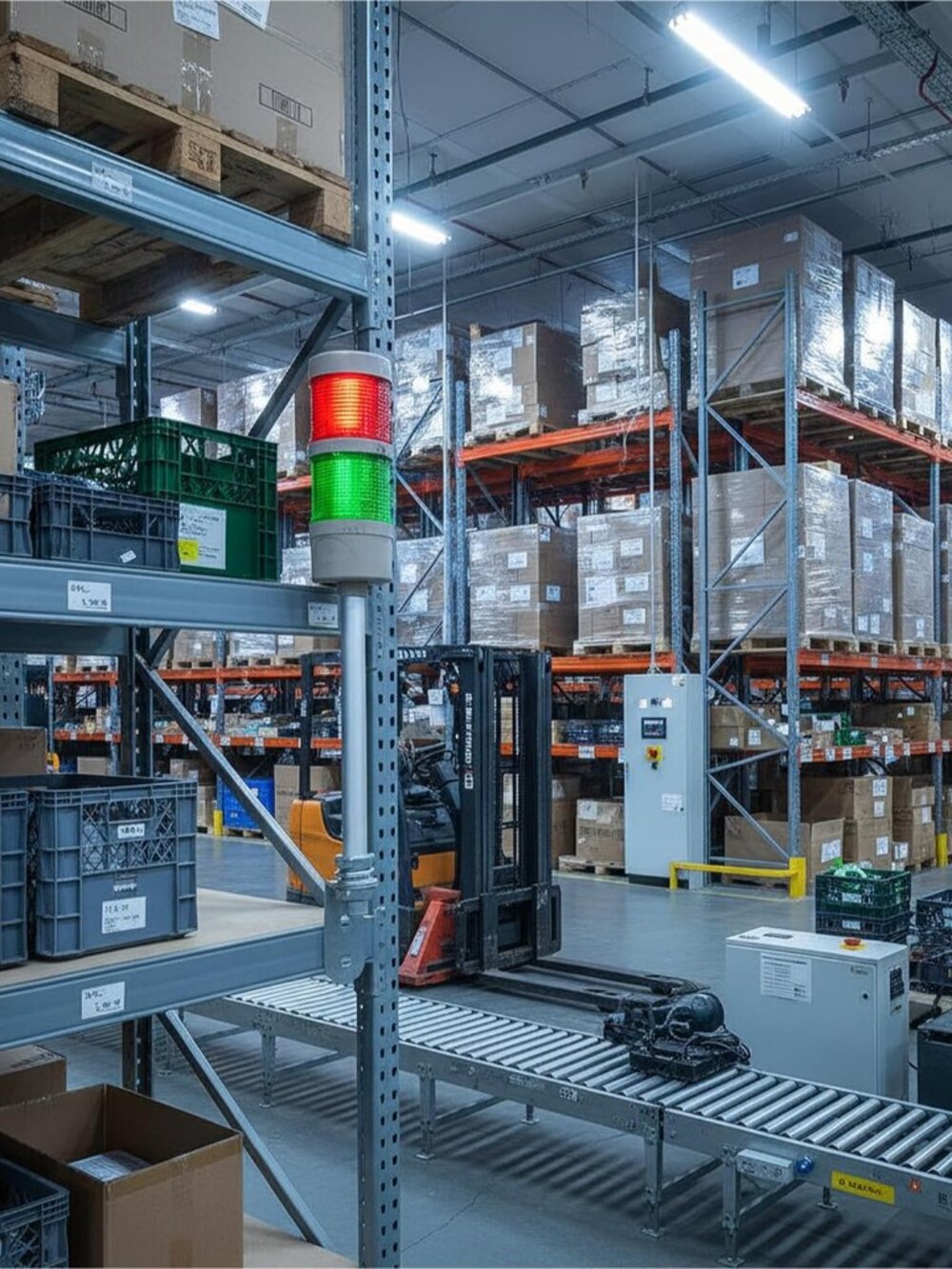 2-Stack LED Andon Tower Light with Buzzer | Industrial Warning Signal, Red/Green - Picture 5 of 12